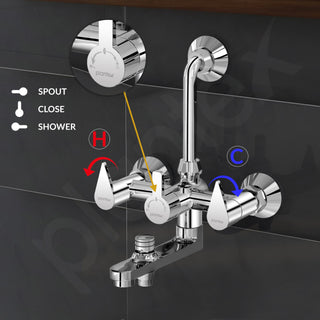 Plantex Pure Brass 3 in 1 Wall Mixer for Bathroom/Mixer L-Bend Provision for Overhead and Hand Shower/Bathroom Mixer 3 in 1 with Shower -7 Year Warranty by Plantex (Chrome)