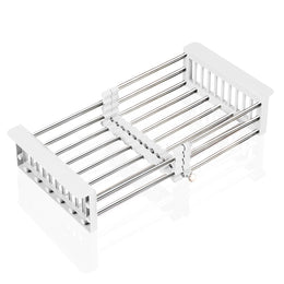 Plantex Stainless Steel & ABS Plastic Sink Drainer Basket/Vegetable Washing Sink Basket Strainer/Kitchen Accessories Items for Home - Pack of 1 (White)