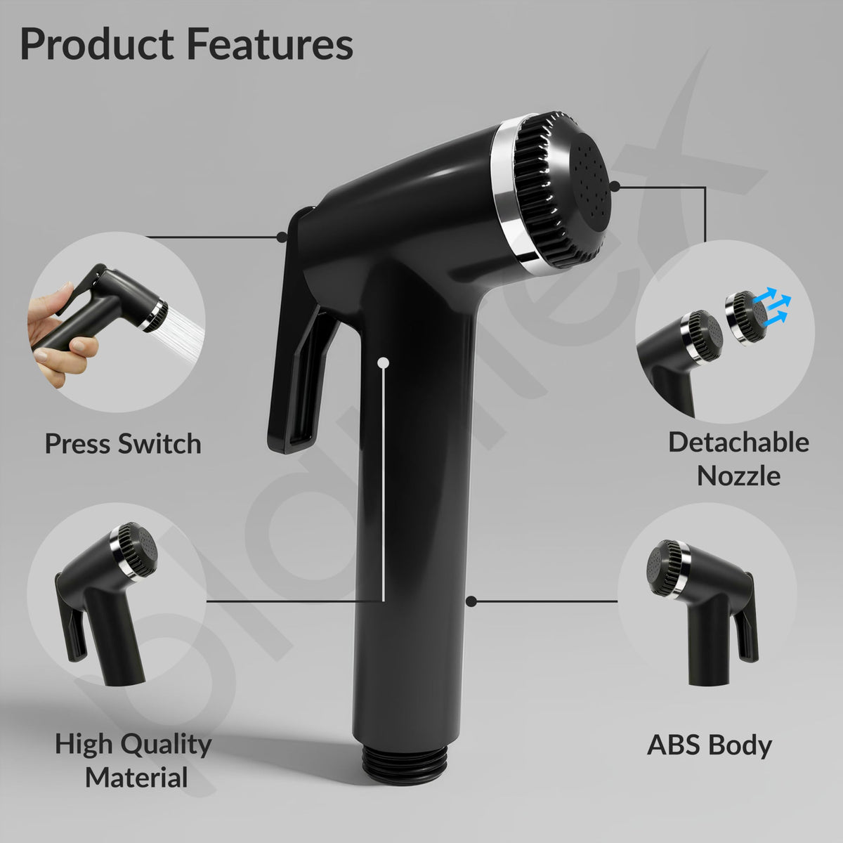 Plantex Jet Spray for Toilet/ABS Health Faucet with 1 Meter Shower Hose ...