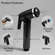 Plantex Jet Spray for Toilet/ABS Health Faucet with 1 Meter Shower Hose Pipe and Wall Hook/Health Faucet Set for Bathroom/Hand Gun for Toilet - (Jecquar, Black)