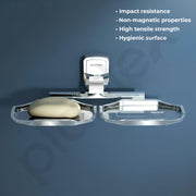 Plantex Double Soap Dish for Bathroom/304 Grade Stainless Steel Soap Holder/Dual Soap Case/Soap Stand/Bathroom Accessories - Pack of 1 (Chrome)