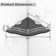 Plantex Shelf for Bathroom/Bathroom Corner Organizer Shelf/Black Glass Corner Shelf for Living Room (9x9 Inches, Flower - Pack of 1)
