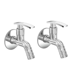 Plantex Single Lever Body Bib Cock Water Tap with Water Saving Nozzle/Washing Machine Tap with Wall Flange and Teflon Tape- Pack of 2 (1206-Chrome)