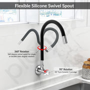 Plantex Flexible Tap for Kitchen Sink/360Â° Rotating Sink Tap for Basin/Flexible Tape with Wall Flange & Teflon Tape â€“ Wall Mount (Chrome)