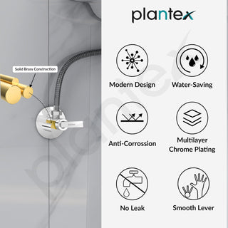 Plantex Pure Brass Angle Valve for Bathroom with Brass Wall Flange and Teflon tape/Angle Cocke Tap for Wash Basin-7 year Warranty by Plantex [COL-1005-Mirror Chrome]