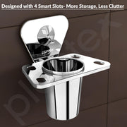 Plantex Pyramid Stainless Steel Tooth Brush Holder/Tumbler Holder/Bathroom Accessories (Chrome) - Pack of 1