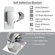 Plantex Hand Shower Holder for Bathroom/Strong Self Adhesive Adjustable Handheld Shower/Wand Holder No Drilling Wall Mount Bracket -Pack of 2 (Chrome)