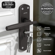 Plantex Heavy-Duty Door Lock/Door Handle Set with 3 Years of Warranty/Mortise Lock with 3 Keys, Brass Lockbody & Cylinder (8135 - Grey)