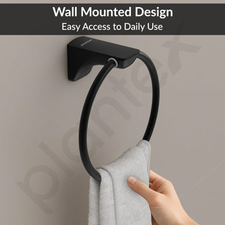 Plantex Space Aluminium Hand Napkin Hanger/Towel Ring/Napkin Holder/Towel Hanger/Bathroom Accessories (Black)