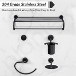 Plantex 304 Grade Stainless Steel Bathroom Accessories Set of 5 - Towel Stand/Napking Holder/Soap Holder/Toothbrush Holder/Robe Hanger - Daizy (Black)