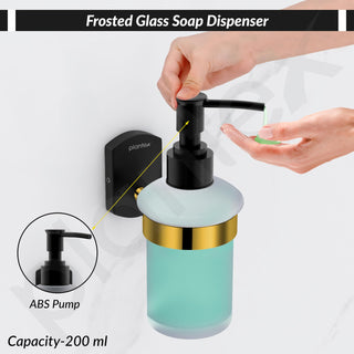 Plantex 304 Grade Stainless Steel Liquid Soap Dispenser/Shampoo Dispenser/Handwash Dispenser/Bathroom Accessories - Pack of 1 (Parv-Gold & Black)