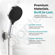 Plantex ABS Hand Shower for Bathroom/3 Mode Multifunctional Shower/Rectangle Hand Shower Without Hose Pipe for Home/Hotel - (Chrome, H-XM95)