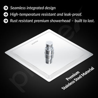 Plantex Stainless Steel Shower Head for Bathroom/8 x 8 inch Square Overhead Shower without Arm/Adjustable Bathroom Shower-(Ultra Slim-Chrome)