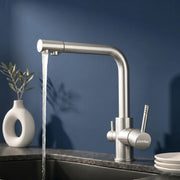 Plantex Kitchen Mixer Tap for Sink/Hot and Cold Double Handle Faucet/304 Stainless Steel Body and Brass Handle/360° Swivel Spout Sink Taps - (7908, Matt)