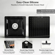 Plantex Stainless Steel Overhead Shower 8 x 8 inch with Water-Saving Technology/High pressure Rain Shower Head without Arm/Bathroom Shower -(Ultra Slim-PVD Black)