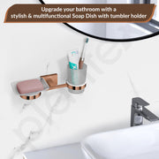 Plantex 304 Stainless Steel Benz Soap and Brush Holder Stand for Bathroom and Wash Basin - Bathroom Accessories (Rose Gold)