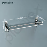 Plantex Stainless Steel Bathroom Shelf for Wall/Wall Mount Shelves & Racks for Bathroom Organizer with Hooks and Railings/Stand for Bathroom/Kitchen/Living Room(16x5 inch, Chrome)