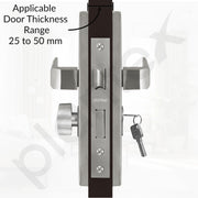 Plantex Stainless Steel Door Lock Handle Set/6-Lever Lock Mechanism with 3 Years of Warranty/Mortise Lock with 3 Keys, Brass Lock Body & Cylinder - (DTM-661, Matt)