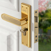 Plantex Door Lock Set - Main Door Lock Plate Handle Set/Mortise Lock with 3 Keys/Lock Body and Cylinder - Pack of 1 (OHMH-21, Brass Antique - PVD Gold)