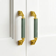 Plantex Aluminium Cabinet Handle/128mm Wardrobe Handle for Home/Cupboard Door Pull-Push Handles for Office - Pack of 2 (Green & Gold)