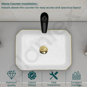 Plantex Table Top Wash Basin For Bathroom/Designer Ceramic Basin/Countertop Vessel Sink Basin - Indo-European Collection (18 x 13 x 5 Inch)