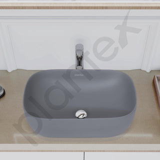 Plantex Ceramic Tabletop Washbasin/Bathroom Basin Sink/Basin for Bathroom/Wash Basin for Restaurant, Hotel (Matt Grey - 18 x 13 x 5 Inch)