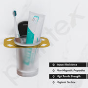 Plantex 304 Grade Stainless Steel Tumbler Holder/Tooth Brush Holder for Bathroom/Bathroom Accessories - Parv (Gold & Black)