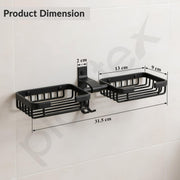 Plantex Double Soap Dish for Bathroom/Aluminium Dual Soap Holder with Hook/Soap Stand/Soap Case/Bathroom Accessories - Pack of 1 (Black)