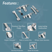 Plantex Stainless Steel Door Kit for Single Door/Door Accessories (10-inch Al-Drop,8-inch Latch,2 Handles of 8 and 7 Inch,7-inch Tower Bolt and 4-inch Door Stopper- (Chrome & Satin)