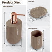 Plantex Ceramic Bathroom Set - Soap Holder for Bathroom/Liquid Soap Dispenser/Tumbler Holder/Toothbrush Holder - 3 Pcs Set