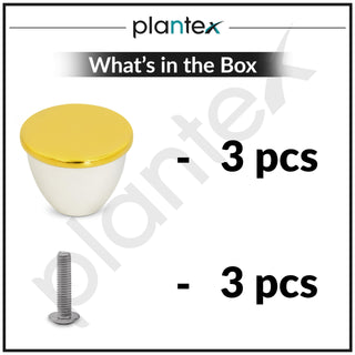 Plantex Knobs for Drawer/Drawer Knobs/Knobs for Cabinets/Pull-Push Knobs for Kitchen/Bedroom Drawer - Pack of 3 (Gold & White)