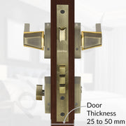 Plantex Triple Security Door Lock for Home/Main Door Lock Set with 3 Years of Warranty/Mortise Lock for Door with Brass Lock Body & Cylinder (7126, Brass Antique & Gold)