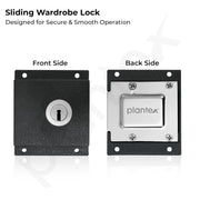 Plantex Sliding Door Lock for Wardrobe/GI Steel Drawer Lock/Suitable for 20mm Sliding Door - Pack of 2 (SL-01, Z-Black)