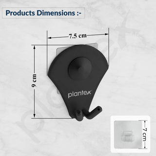 Plantex Royal Stainless Steel Robe Hook for Bathroom/Cloth-Towel Hanger/Napkin Hanger/Bathroom Accessories (Black, Powder Coated)