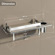 Plantex Stainless Steel Bathroom Shelf/Multipurpose Bathroom Shelf For Wall/Attached Tumbler and Napkin Holder For WashBasin(15 Inches)