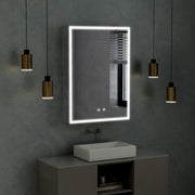 Plantex Luxury Bathroom Cabinet with LED Mirror/304 Grade Stainless Steel Mirror Cabinet/Bathroom Shelf for Wall (19x27 Inch-LED, Defogger & Bluetooth/Chrome)