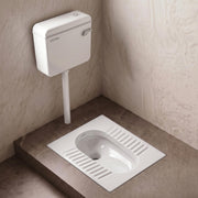 Plantex Indian Toilet with Flush Tank/Ceramic Squating Pan/Flushing Cistern for Bathroom/Indian Commode with 8 ltr. Capacity Flush Tank - Combo (White)