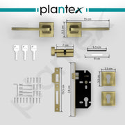 Plantex Heavy-Duty Door Lock/Main Door Locks for Home/Mortise Lock Set with 3 Years of Warranty (605-Brass Antique)
