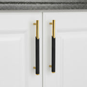 Plantex Stainless Steel & Aluminium Cabinet Handle/160mm Wardrobe Door Handle/Cupboard Pull-Push Handles for Home/Office - Pack of 2 (Black & Gold)