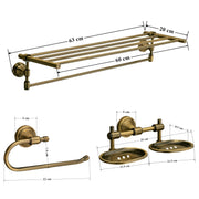 Plantex 304 Grade Stainless Steel Bathroom Accessories Set of 3 - Towel Stand/Napking Hanger/Dual Soap Holder for Bathroom - Niko (Brass Antique)