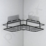 Plantex Drill Free Bathroom Corner Shelf/Adhesive Shelf for Kitchen with Magic Sticker/Bathroom Accessories Set- GI Metal (Pack of 3)