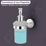 Plantex Brezza Stainless Steel Glass Liquid Soap Dispenser/Shampoo Dispenser/Handwash Dispenser/Bathroom Accessories - Chrome