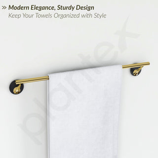 Plantex Self Adhesive Stainless Steel and ABS Bathroom Accessories Set/soap Holder for Bathroom/Tumbler Holder/Towel Rod/Towel Ring for Washbasin/Robe Hook - Set of 5 (Matt Black & Gold)