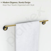 Plantex Self Adhesive Stainless Steel and ABS Bathroom Accessories Set/soap Holder for Bathroom/Tumbler Holder/Towel Rod/Towel Ring for Washbasin/Robe Hook - Set of 5 (Matt Black & Gold)