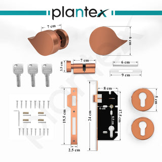 Plantex Heavy Duty Door Lock/Main Door Mortise Lock Handle/Handle Set for Home/Office/Door Accessories (Rose Gold)