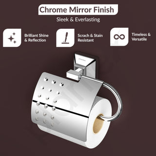 Plantex 304 Grade Stainless Steel Toilet Paper Roll Holder/Toilet Paper Holder/Tissue Paper Roll Holder for Bathroom Accessories - Squaro (Chrome)