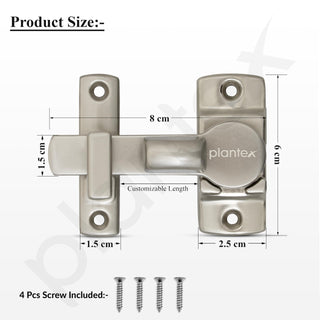 Plantex Door Latch for Balcony/Bathroom/Bedroom/Garden/Flip Latch Lock for Door/Lock Latch for Door/Chitkani/Back Stopper - Pack of 3 (Satin)