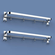 Plantex Anti Rust 304 Grade Stainless Steel Folding Single Towel Rod with Hooks/Towel Holder for Bathroom/Towel Bar/Hanger/Bathroom Accessories - Pack of 2 (24 Inch-Chrome)