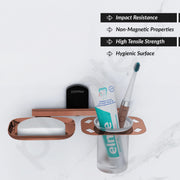 Plantex 304 Grade Stainless Steel 2in1 Soap Dish with Tumbler Holder/Soap Stand/Tooth Brush Holder/Bathroom Accessories - (Parv-Rose Gold & Black)