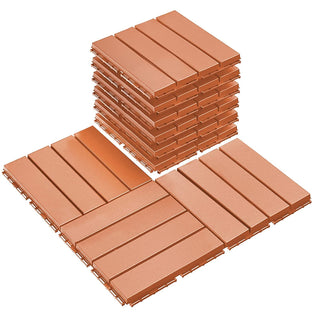Plantex Tiles for Floor-Interlocking Heavy Plastic Tiles/Garden Tile/Quick Flooring Solution for Indoor/Outdoor Deck Tile-Pack of 10 (Brown)